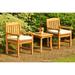 Teak Dining Set: 2 Seater 3 Pc: 21 Giva Square Side Table & 2 Devon Arm/Captain Chairs Outdoor Patio Grade-A Teak Wood WholesaleTeak #WMDSDVa