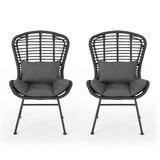 Noble House La Habra Outdoor Club Chair in Gray and Dark Gray (Set of 2)