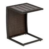 Bowery Hill Wicker / Rattan and Aluminum Outdoor Side Table in Espresso