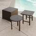 Lakeport Outdoor 3pc Brown Wicker Table Set