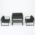 Caval Outdoor 4-Piece Aluminum Fabric Chat Set Dark Gray