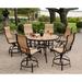 Hanover Monaco 7-Piece Outdoor Patio High-Dining Set with 6 Contoured Swivel Chairs and a 56 Round Tile-Top Table with Heavy-Duty Aluminum Frames | MONDN7PCBR