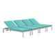 Modern Contemporary Urban Design Outdoor Patio Balcony Chaise Lounge Chair ( Set of 4) Blue Aluminum