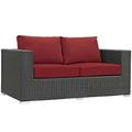 Modern Contemporary Urban Design Outdoor Patio Balcony Garden Furniture Lounge Loveseat Sofa Sunbrella Rattan Wicker Red