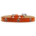 Mirage Pet 633-15 OR10 Silver Fleur De Lis Widget Dog Collar Orange Ice Cream - Size 10