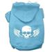 Mirage Pet 62-87 LGBBL Skull Wings Screen Print Pet Hoodies Baby Blue - Large - Size 14