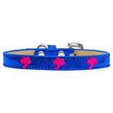 Mirage Pet 633-25 BL14 Pink Palm Tree Widget Dog Collar Blue Ice Cream - Size 14