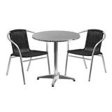 Bowery Hill 3 Piece Round Patio Dining Set in Aluminum and Black