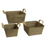 8668-S3-SQ Square Rustic Galvanized Metal Container With Burlap Handles