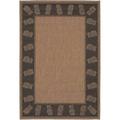 Couristan 5.25 x 7.5 Beige and Black Bordered Rectangular Area Throw Rug