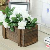 2 Pack | 10 x5 | Smoked Brown Rustic Natural Wood Planter Box Set With Removable Plastic Liners