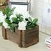 2 Pack | 10 x5 | Smoked Brown Rustic Natural Wood Planter Box Set With Removable Plastic Liners