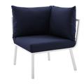 Riverside Outdoor Patio Aluminum Corner ChairWhite Navy