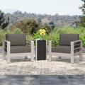 Miller Outdoor Aluminum Club Chairs with a Wicker Side Table Grey