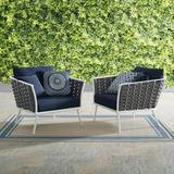 Modway Stance Armchair Outdoor Patio Aluminum Set of 2 in White Navy
