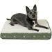 FurHaven Pet Dog Bed | Deluxe Orthopedic Faux Sheepskin & Flannel Paw Decor Print Mattress Pet Bed for Dogs & Cats Jade Green Small
