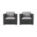 Verin Outdoor Wicker Club Chair with Water Resistant Fabric Cushions Set of 2 Grey/ Silver