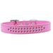 Mirage Pet Products613-07 BPK-20 Two Row Bright Pink Crystal Dog Collar Bright Pink - Size 20