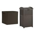 Suncast 60 Gallon Outdoor Storage Deck Box & 33 Gallon Trash Hideaway Java