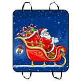 ZKGK Merry Christmas Santa Claus Dog Car Seat Cover Dog Car Seat Cushion Waterproof Hammock Seat Protector Cargo Mat for Cars SUVs and Trucks 54x60 inches