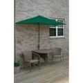 Blue Star Group Terrace Mates Adena All-Weather Wicker Coffee Color Table Set w/ 9 -Wide OFF-THE-WALL BRELLA - Green Olefin Canopy