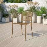 Flash Furniture Commercial Grade Gold Indoor-Outdoor Steel Patio Arm Chair with Round Back