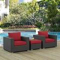 Modway Sojourn 3 Piece Outdoor Patio SunbrellaÂ® Sectional Set in Canvas Red