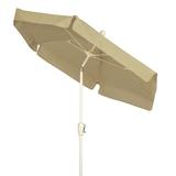 7.5 Hex Home Garden Tilt Umbrella 6 Rib Crank White with Beige Vinyl Coated Weave Canopy