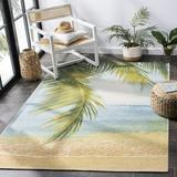 SAFAVIEH Barbados Palm Leaves Outdoor Area Rug 5 3 x 7 6 Gold/Blue