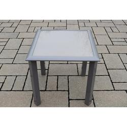 CC Outdoor Living 18 Sand Colored Outdoor Screen Printed Patio Glass Top Side Table