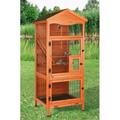 TRIXIE natura Large 70 Indoor-Outdoor Wooden Aviary with 3 Front Doors & 2 Perches Brown