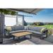 Armen Living Nofi Outdoor Patio Sectional Set in Charcoal Finish with Gray Cushions and Teak Wood