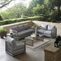 Modway Aura 6 Piece Outdoor Patio Wicker Rattan Set in Gray Gray