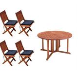 5 Piece Outdoor Patio Dining Table and Chair Set in Cinnamon Brown