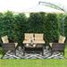 Costway 4PCS Patio Rattan Furniture Set Loveseat Sofa Coffee Table Garden W/ Cushion