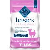 Blue Buffalo Basics Skin & Stomach Care Small Breed Turkey and Potato Dry Dog Food for Adult Dogs Whole Grain 11 lb. Bag