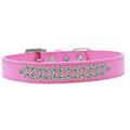 Mirage Pet Products613-02 BPK-16 Two Row AB Crystal Dog Collar Bright Pink - Size 16