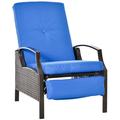 Outsunny Outdoor Recliner Reclining Chair w/ Footrest & Cushions Blue