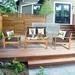 Costway 4PCS Patio Furniture Set Acacia Wood Thick Cushion Loveseat Sofa Garden