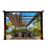 Verona 11 x 16 Aluminum Pergola With the look of Chilean Wood with a CrÃ¨me Color Canopy