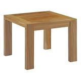 Modway Upland Solid Teak Wood Outdoor Patio Side Table in Natural