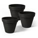 Algreen Valencia 4-Inch Inside/Outside Round Banded Planter Pot Black (3 Pack)