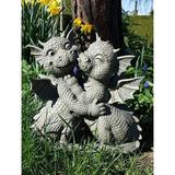 Ebros Fiery Romance Dragon Lovers Garden Statue Faux Stone Resin Finish 10 H