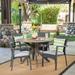 Jaxson Outdoor 5 Piece Wood and Wicker Dining Set with Cushions Gray Gray