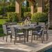 Noble House Gaston 9 Piece Wicker Square Patio Dining Set in Gray