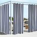 Outdoor Decor Coastal Stripe Grommet Curtain Panel Window Dressing 50 x 108 in Navy