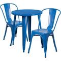 Bowery Hill 3 Piece 24 Round Metal Patio Bistro Set in Blue