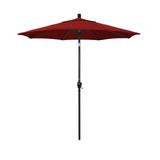 California Umbrella 7.5 Ft. Octagonal Aluminum Push Button Tilt Patio Umbrella W/ Crank Lift & Aluminum Ribs - Stone Black Frame / Sunbrella Canvas Jockey Red Canopy