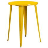 Emma + Oliver Commercial Grade 30 Round Yellow Metal Indoor-Outdoor Bar Height Table