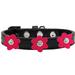 Mirage Pet 637-BK-BPK12 Premium Collar Black with Bright Pink Flowers - Size 12